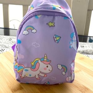 Purple unicorn kids cross body bag